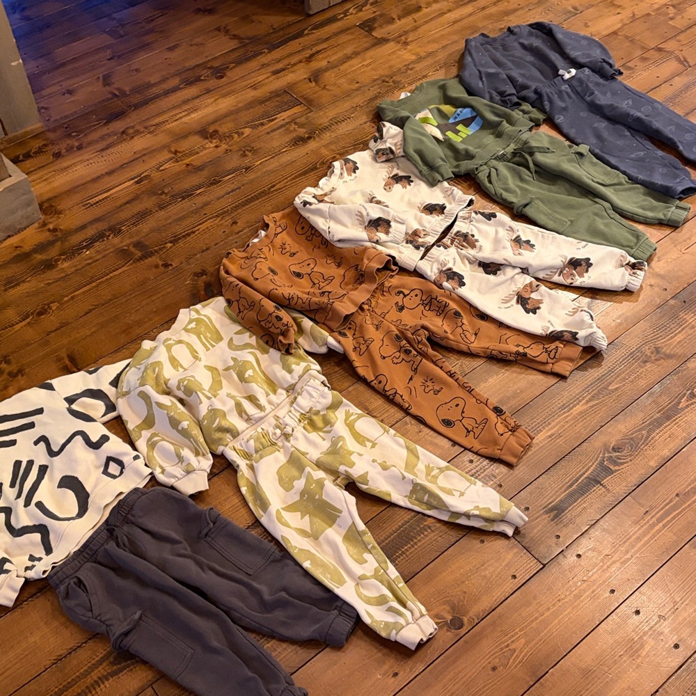 H&M Kids 3T 6 sets Colorful Patterned Joggers Set toddler